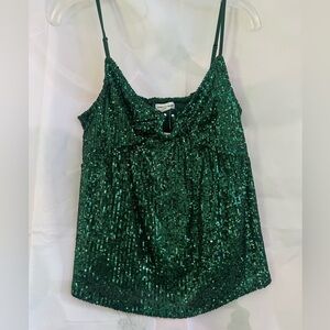 LOVE ON A HANGER U Shaped Keyhole Sequin Tank Top Women Juniors Medium